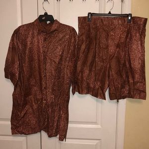 Handmade men’s tie & dye 2pcs shirt & short set